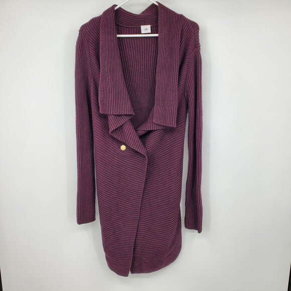 Cabi Regal Mulberry Long Sleeved Draped Duster Cardigan Sweater Medium Lagenlook - Picture 2 of 10